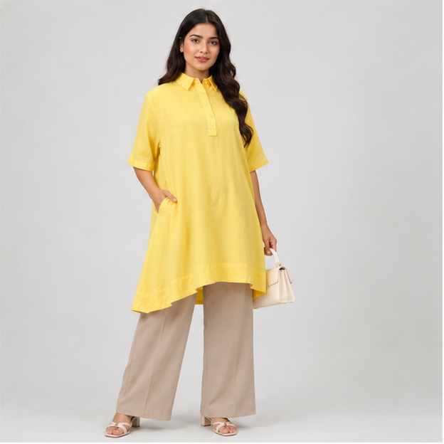 Sunshine Yellow High-Low Tunic Dress