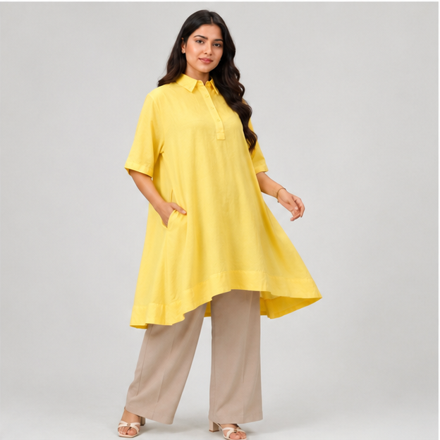 Sunshine Yellow High-Low Tunic Dress