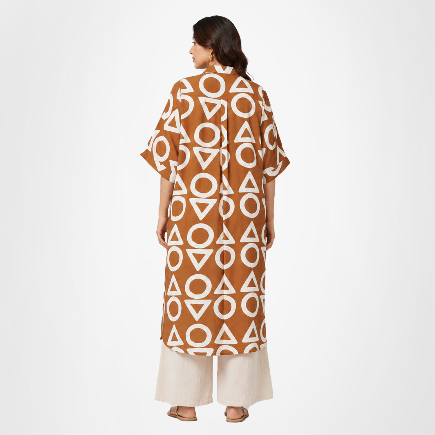 Rust Brown Geometric Printed Tunic