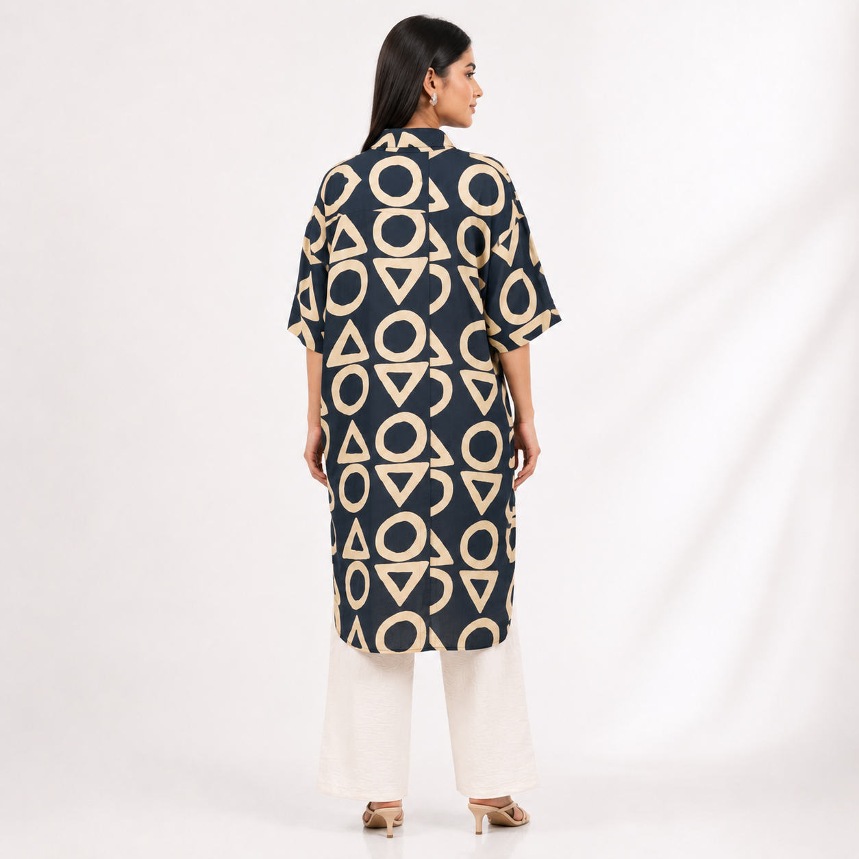 Midnight Geometry Printed Shirt Dress