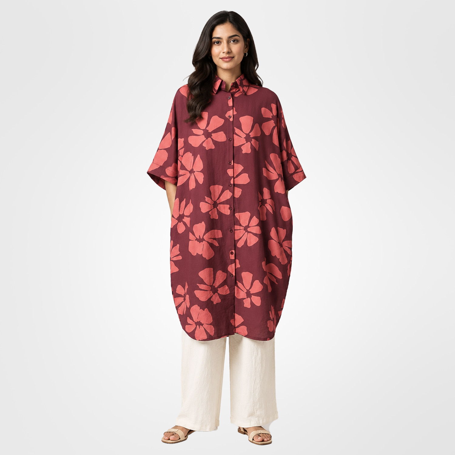 Maroon Floral Printed Tunic
